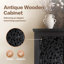 Armoire de rangement de 55 po de hauteur avec tiroir et 2 portes décoratives en bois sculpté avec pieds en bois massif-363872615
