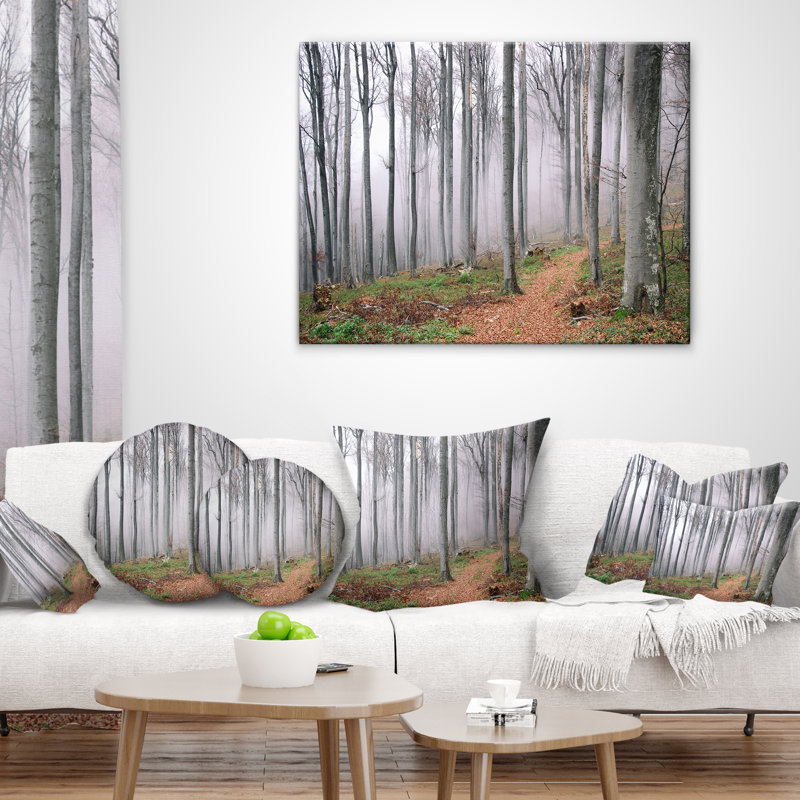 Coussin Thick Woods in Morning Forest, 16 po x 1 po, Carré