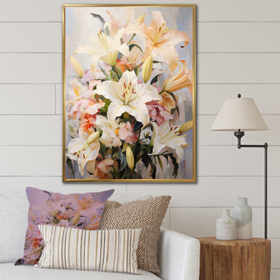 «Beige Lilies Simple Tranquility II», reproduction sur toile