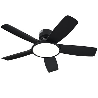 42" Easy-to-Install Modern Flush Mount Low Profile Small Room Ceiling Fan with LED Light and Remote