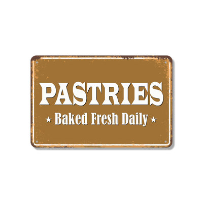Pastries Street (2 Pack) 7 Inch x 10 Inch Novelty Aluminum Sign