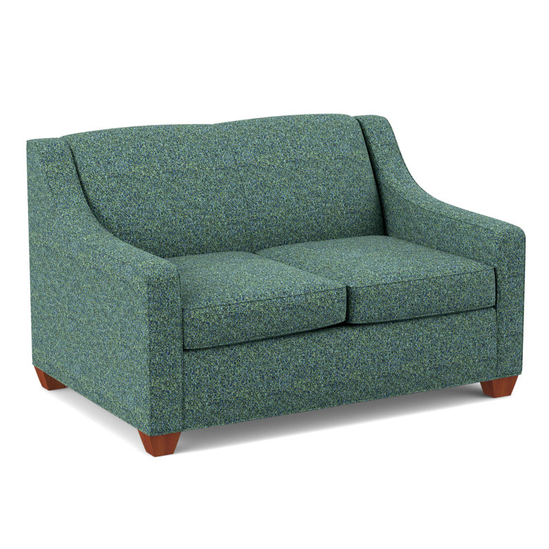 Causeuse à accoudoirs carrés 52 po avec coussins réversibles Phillips, Cerisier BM, Connelly Peacock