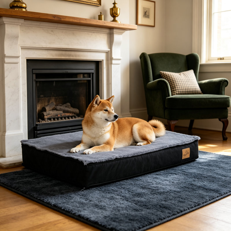 Orthopedic Memory Foam Fleece Pet Bed, 8cm H x 92cm W x 56cm D