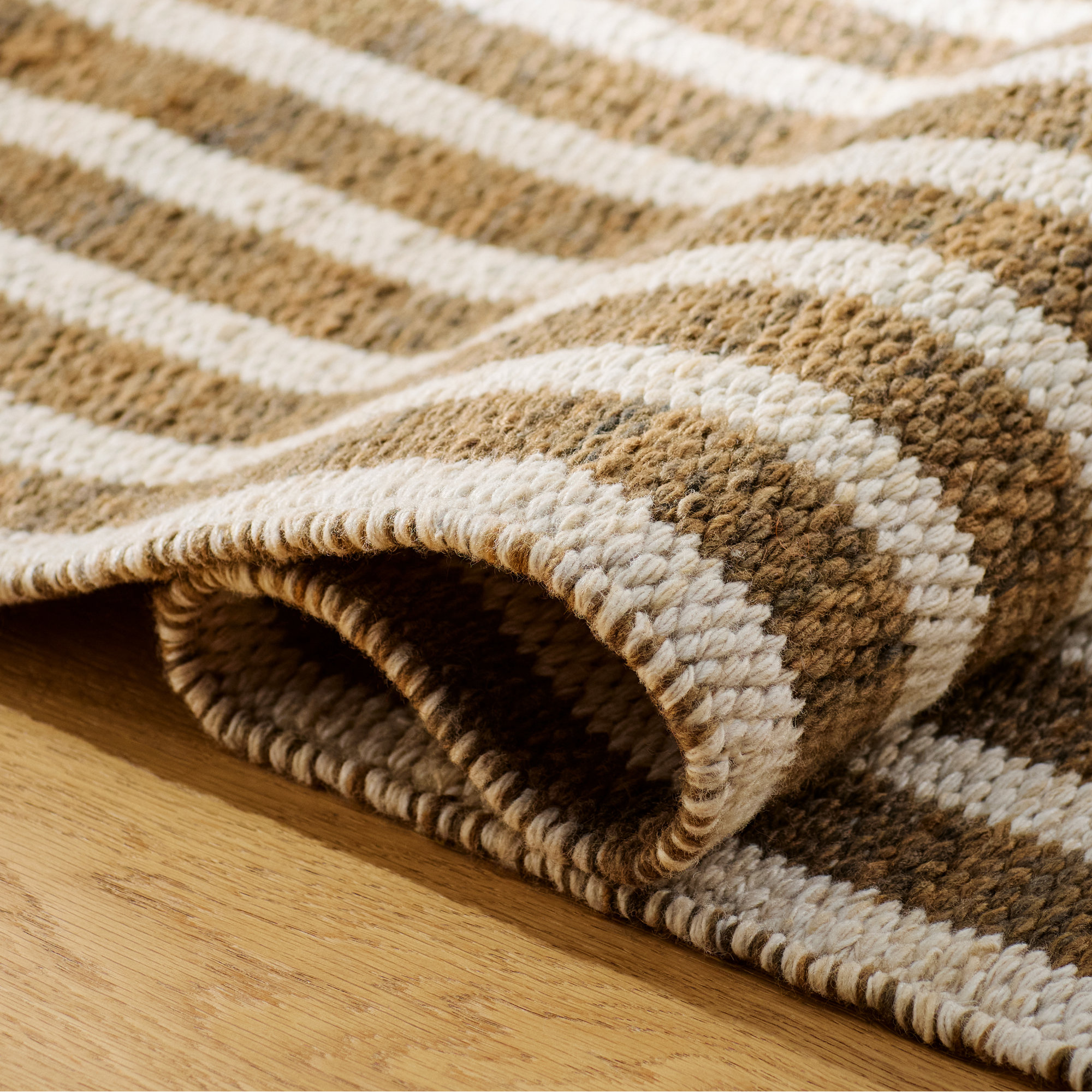 Acerra Hand Woven PET Striped Brown Indoor Outdoor Rug, Rectangle 2' x 3'