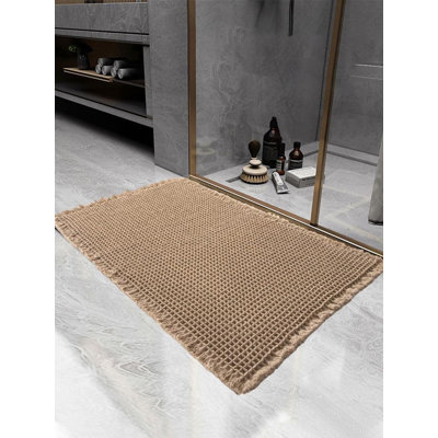 AquaGuard Ultra-Absorbent Non-Slip Bath Mat - Machine Washable, Rubber Backed, Super Soft Bathroom Rug, Brown