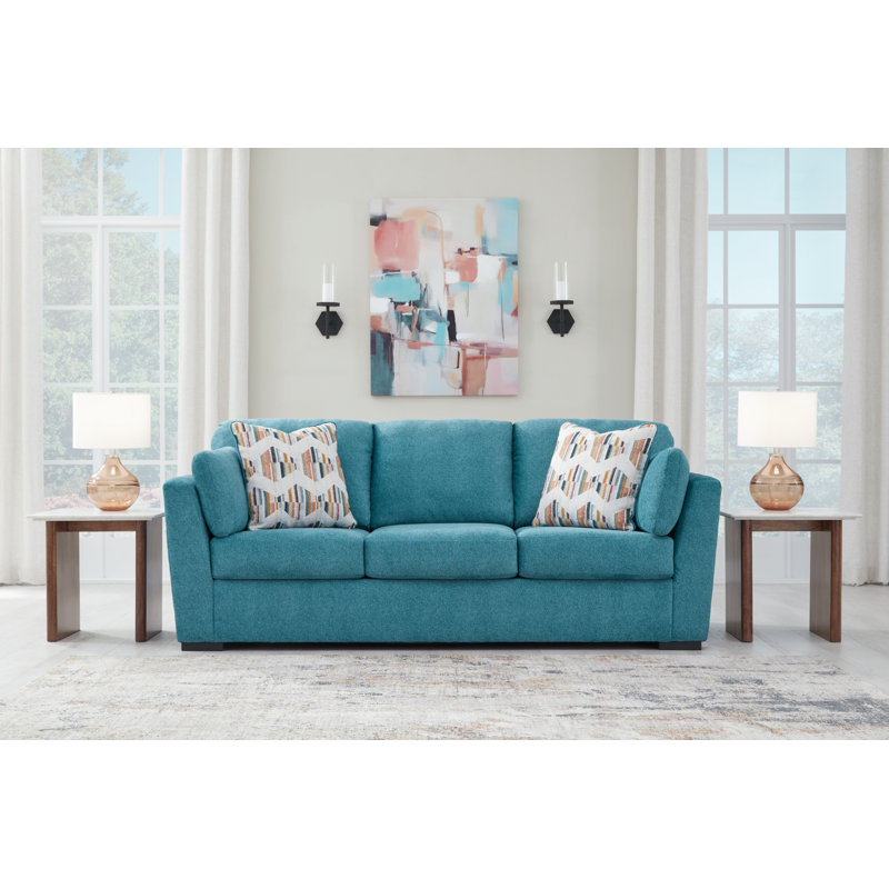 Owlex 94'' Upholstered Sleeper Sofa, Blue 100% Polyester