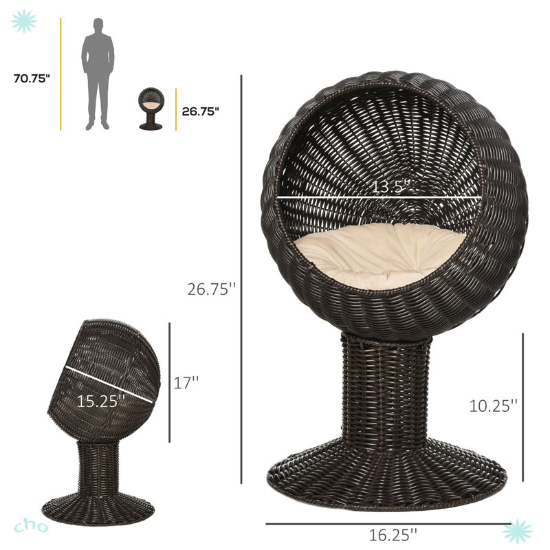 Lit pour chat 27 po, Brun, H 26,75 po x l 17 po x P 15,25 po