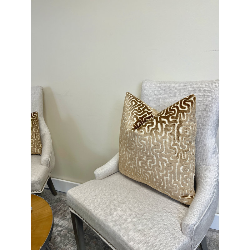 Velvet Maze Throw Pillow Cover, Camel, Square 20"