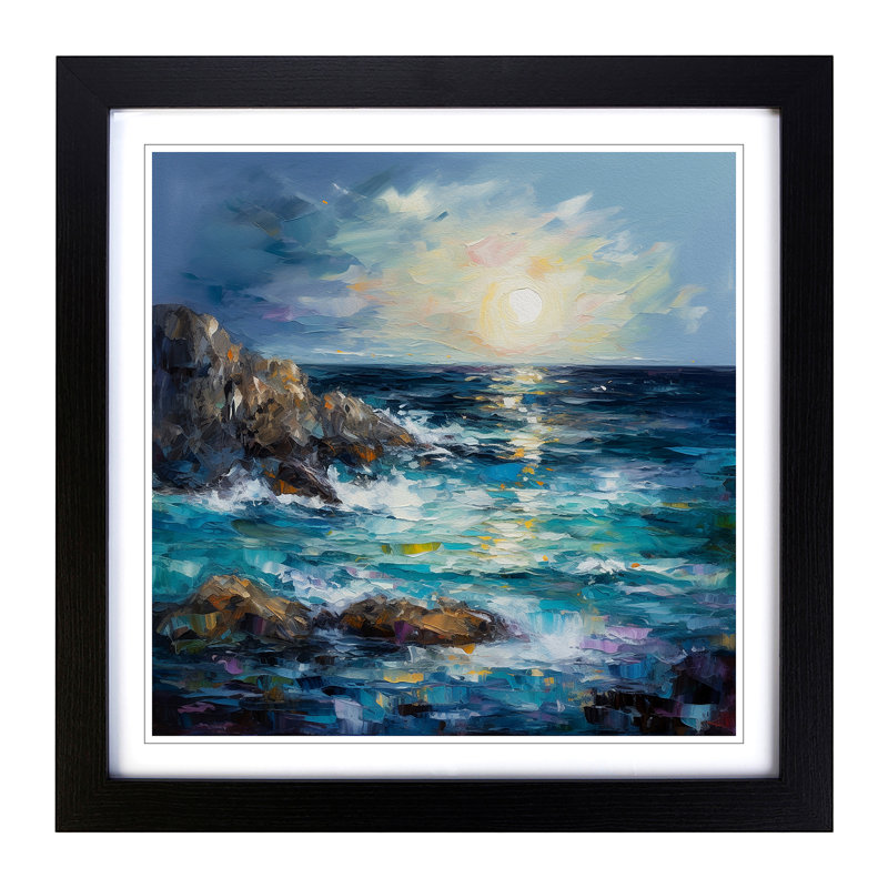 Ocean Palette Knife Painting No.9 - Framed Print, Black
