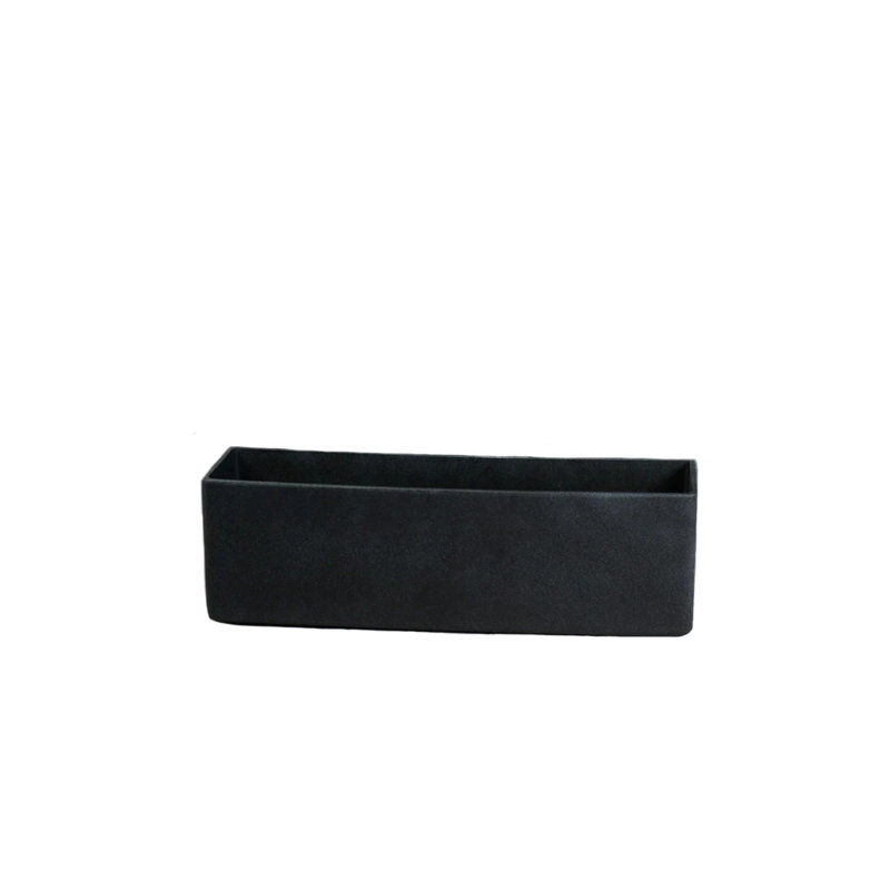  Black Rectangular Lightweight Planter Box, Matte Finish Flower Pot With Drainage Hole & Plug, Weather-Resistant Outdoor Trough For Patio, Balcony, Or Window, 7"W X 23.5"L X 7"H