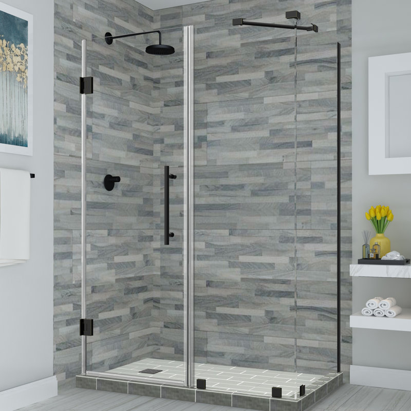 Cabine de douche rectangulaire à charnière sans cadre 36,38 po x 72 po Bromley