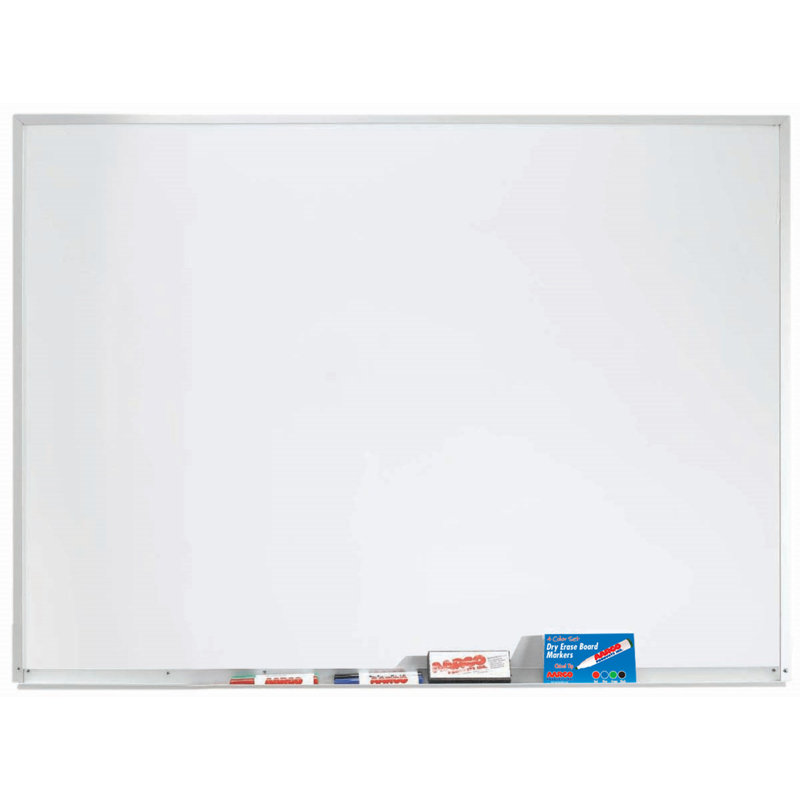 AARCO Yes Porcelain Wall Metal Whiteboard, 3' H x 4' L