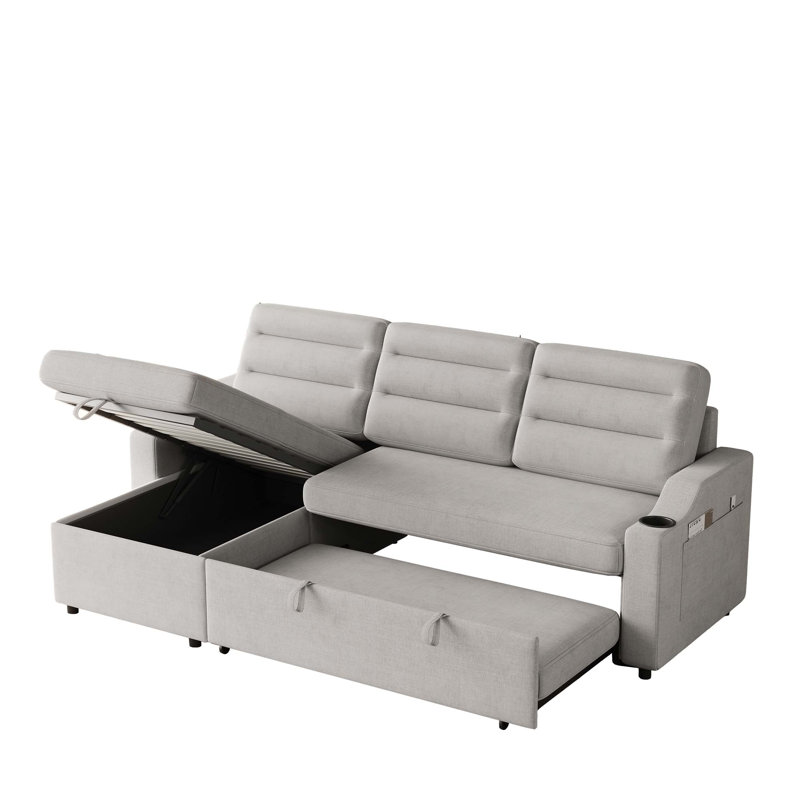 Sleeper Sofa, Light Gray Fabric