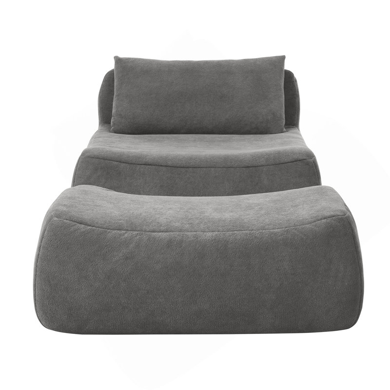 Bean Bag Chair Large Indoor Beanbag Sofa , Lazy Beanbag With Waist Pillow&Ottoman For Bedroom (Grey), Gray Chenille