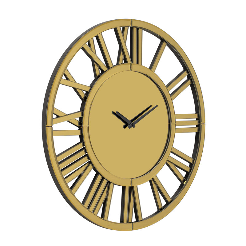 Horloge murale moderne en verre, Grand, Argent argent, Noir