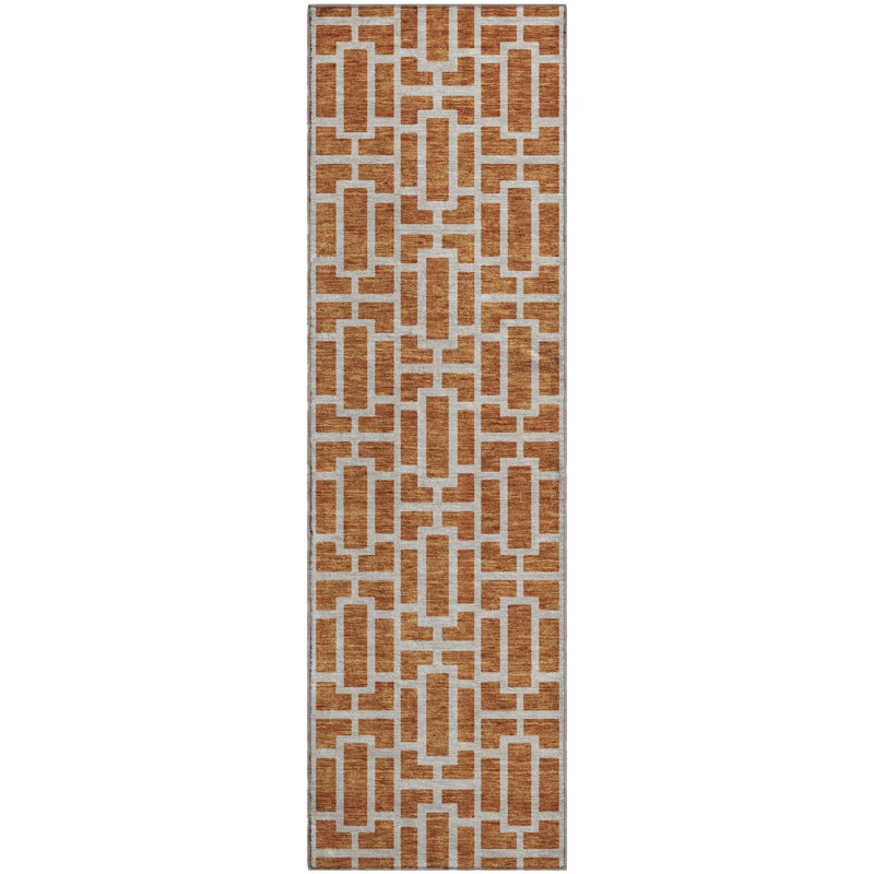 Tapis terre cuite lavable à la machine Premium Prisco, Tapis de couloir 2 pi 3 po x 7 pi 6 po