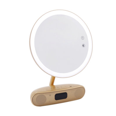Miroir de maquillage rond Melody de 9 pouces avec haut-parleurs et capteur tactile