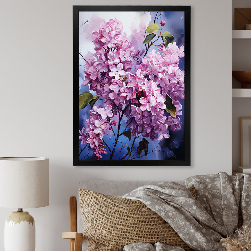 Lilas beauté dévoilé sur toile, Cadre simple noir, H 40 po x l 30 po x P 1,5 po