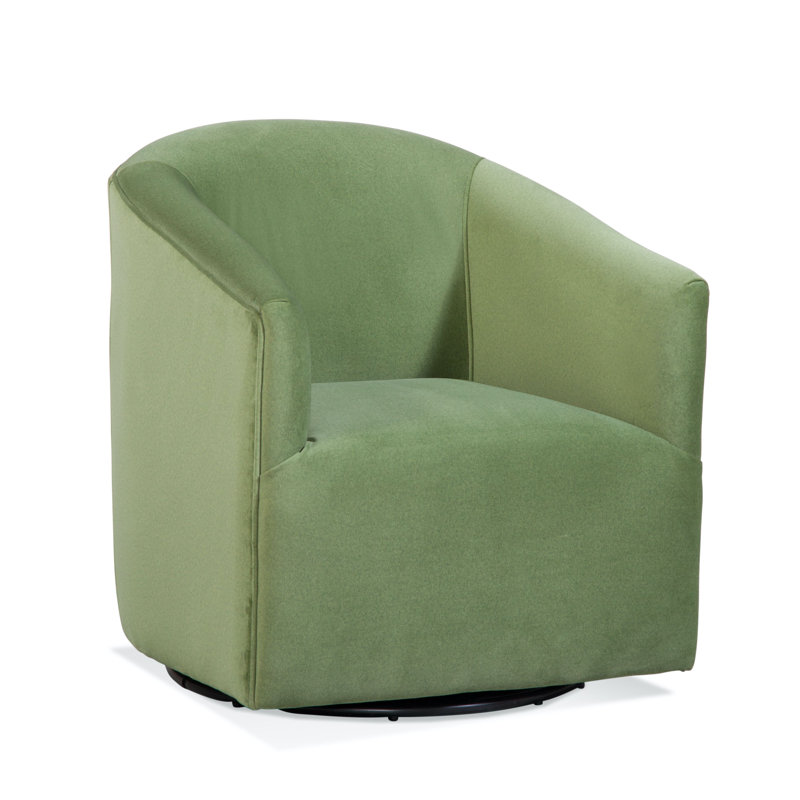 Briles Boucle Cotton Swivel Barrel Chair, Green Performance Fabric; 0851-54