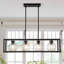 Luminaire suspendu linéaire à 4 lumières pour îlot de cuisine avec abat-jour en verre transparent Khase