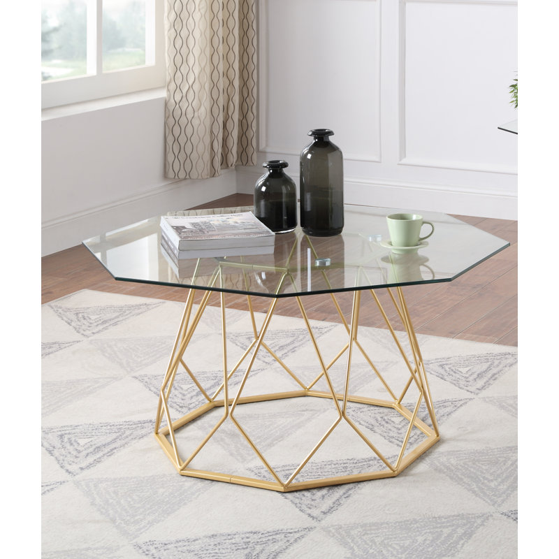 Ohl Glass Top Single Coffee Table, Gold