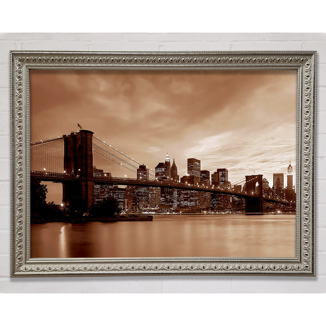 New York City Brooklyn Bridge Brown Cast - Einzelner Bilderrahmen Kunstdrucke