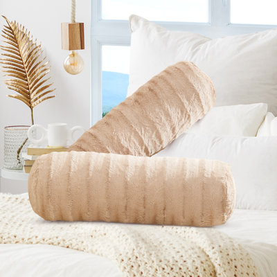 Cheer Collection Faux Fur Bolster Pillow