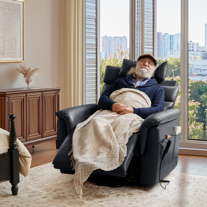 Heilman Modern Dual Motor Power Lift Recliner with Hugging Support, Navy