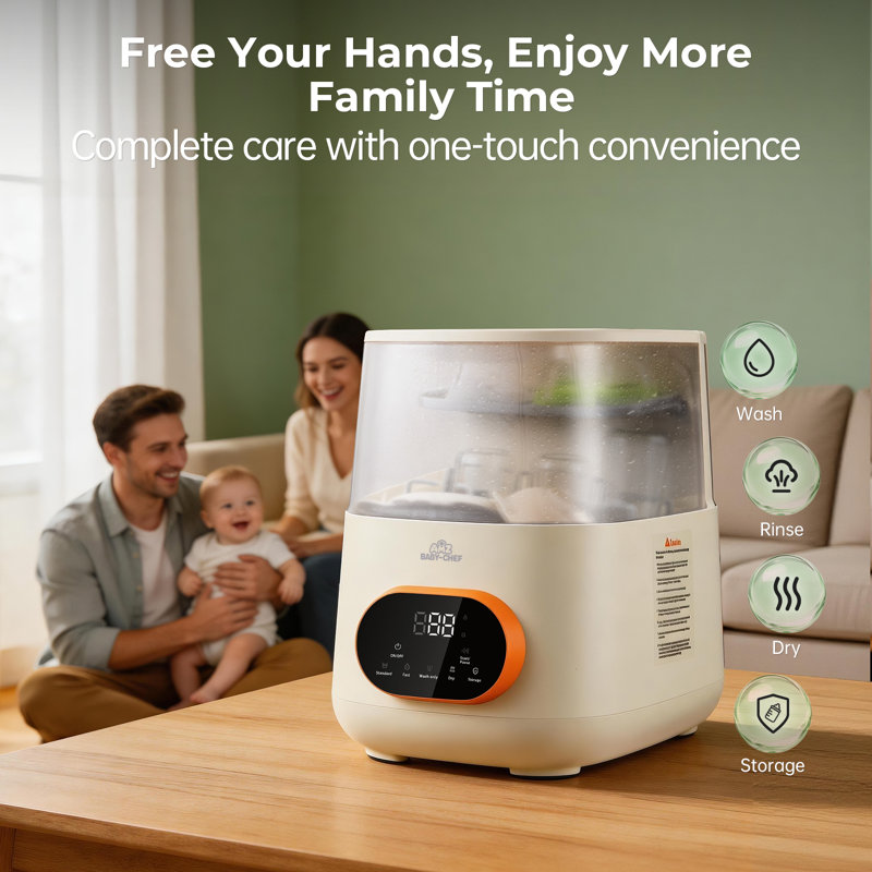 Lave-biberons et séchoir vapeur SNDOAS, machine de nettoyage tout-en-un pour biberons, pièces de tire-lait et articles de puériculture