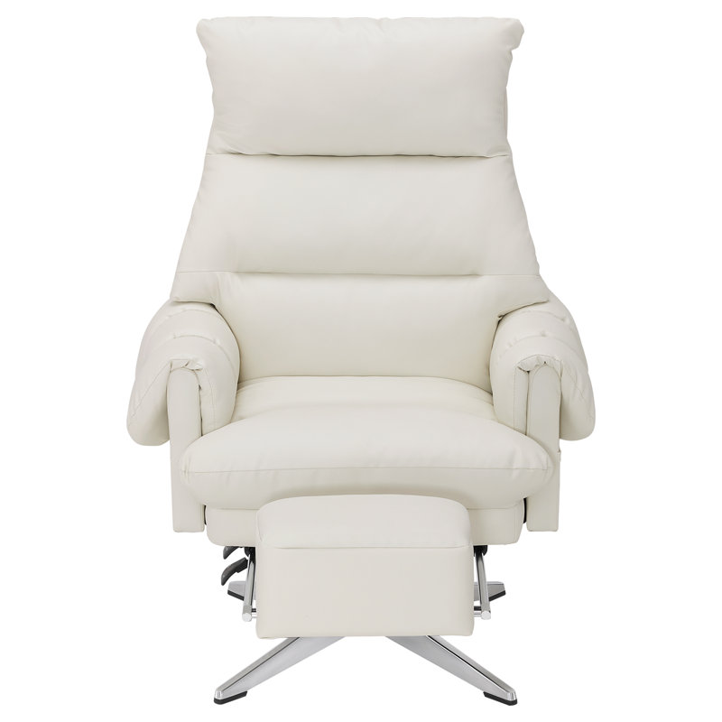 Reclining Facial Beauty Chair with 360°Swivel and Adjustable Footrest, Faux Leather