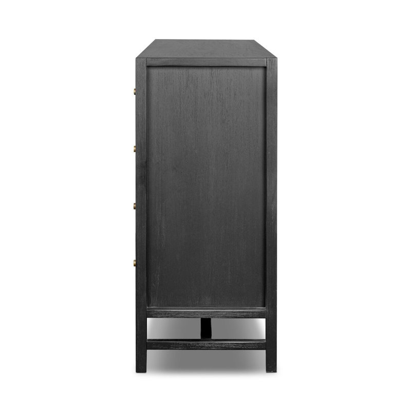 Sullivan 10 Drawer Dresser in Saddle Tan, Brushed Black Acacia Solid