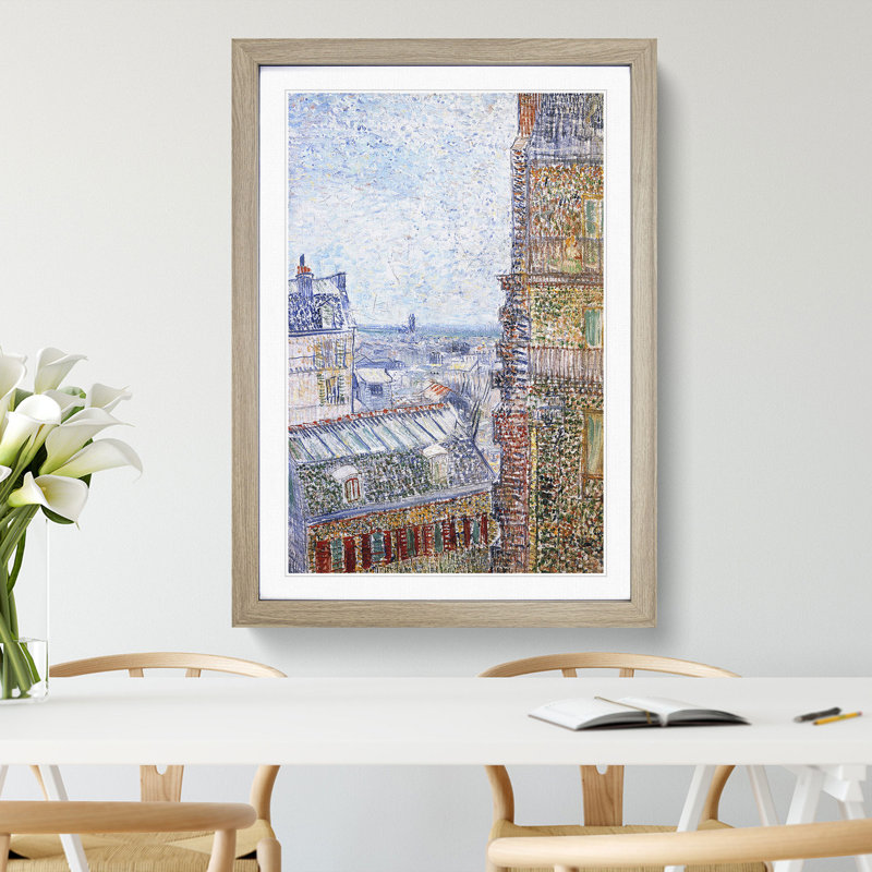 View of Paris by Vincent Van Gogh - Picture Frame Painting, 65cm H x 48cm W x 2cm D, Oak