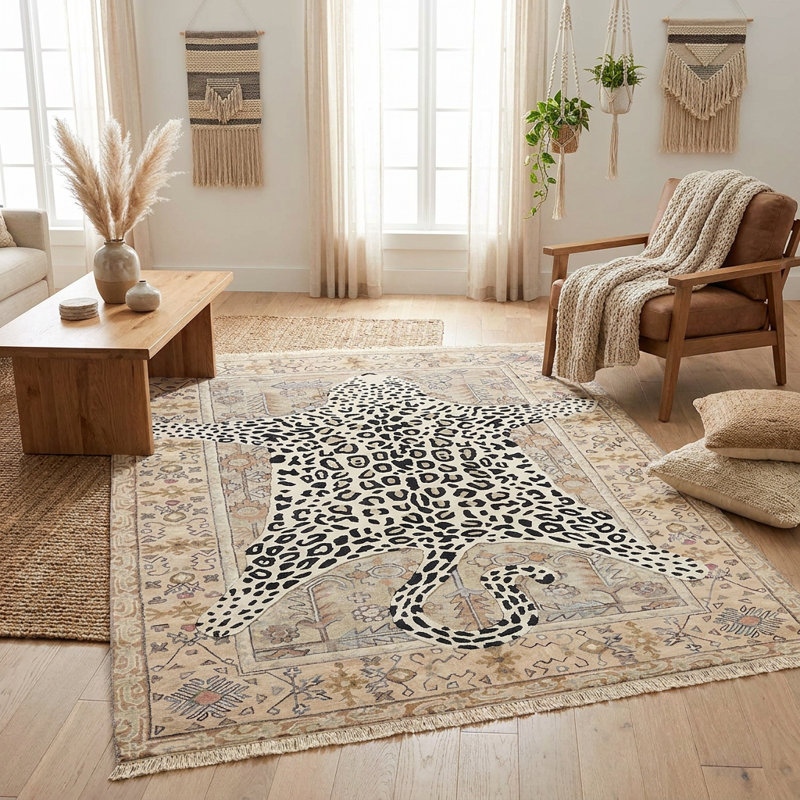 Tapis à motif léopard Eclectic 5 pi x 8 pi