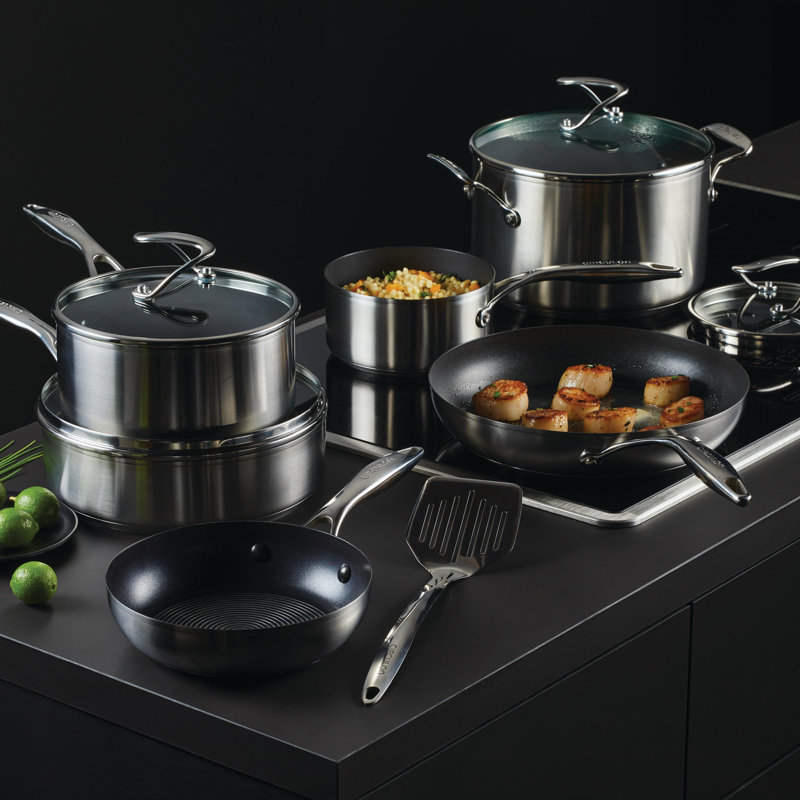 Circulon Stainless Steel Induction Cookware Set with SteelShield Hybrid Stainless and Nonstick Technology, 11 piece