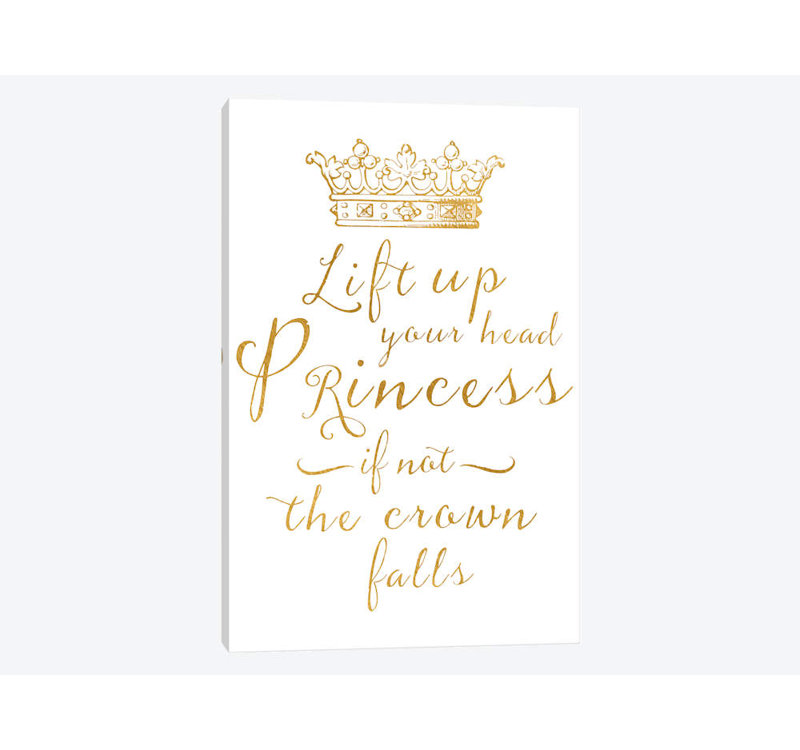 «Lift Your Head Princess Crown Gold», reproduction sur toile, H 40 po x l 26 po x P 1,5 po, Toile tendue, Pas de tapis