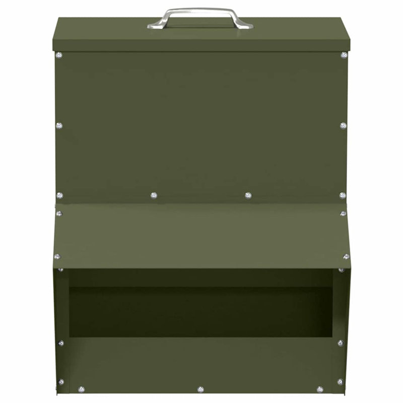 Cold-Rolled Steel Feeder, Olive Green, 43.5cm H x 35cm W x 20.5cm D