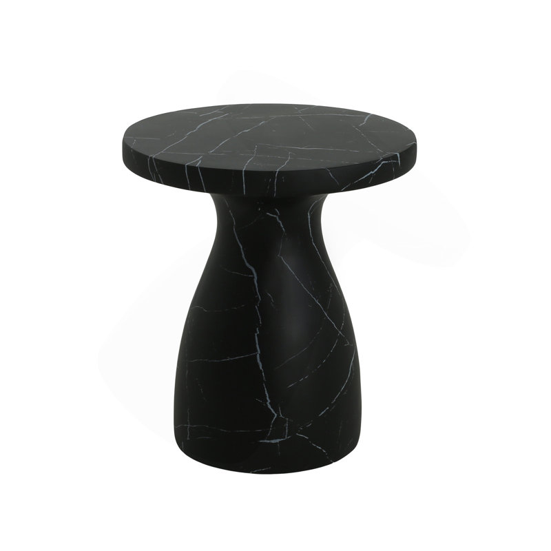 Table d'appoint d'extérieur en travertin, table de bout en béton léger, effet marbre noir