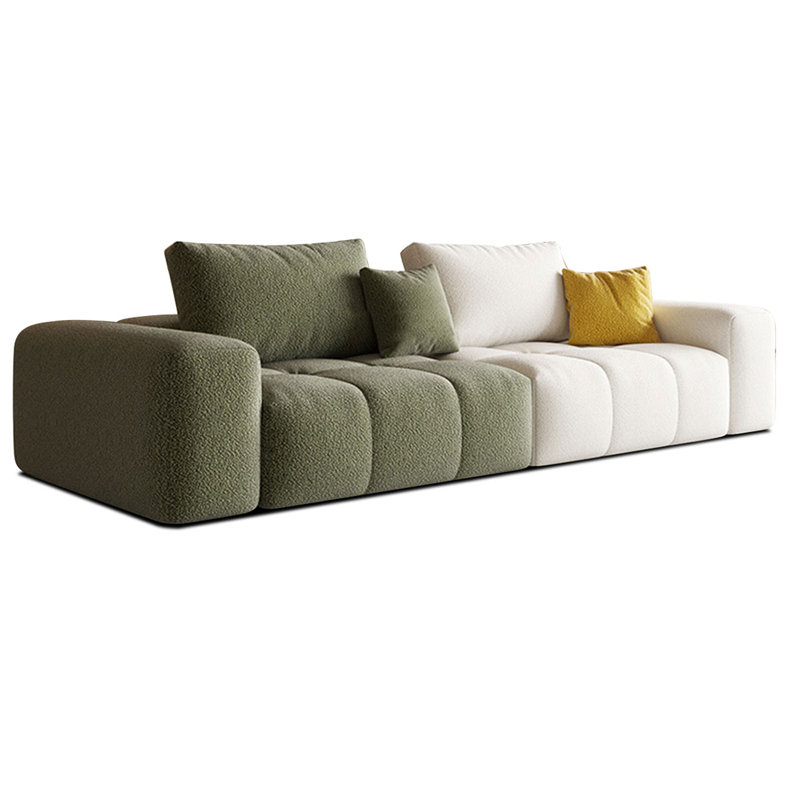 Coussin modulaire blanc et vert 100% polyester, H 25,59 po x l 94,49 po x P 43,31 po, 3