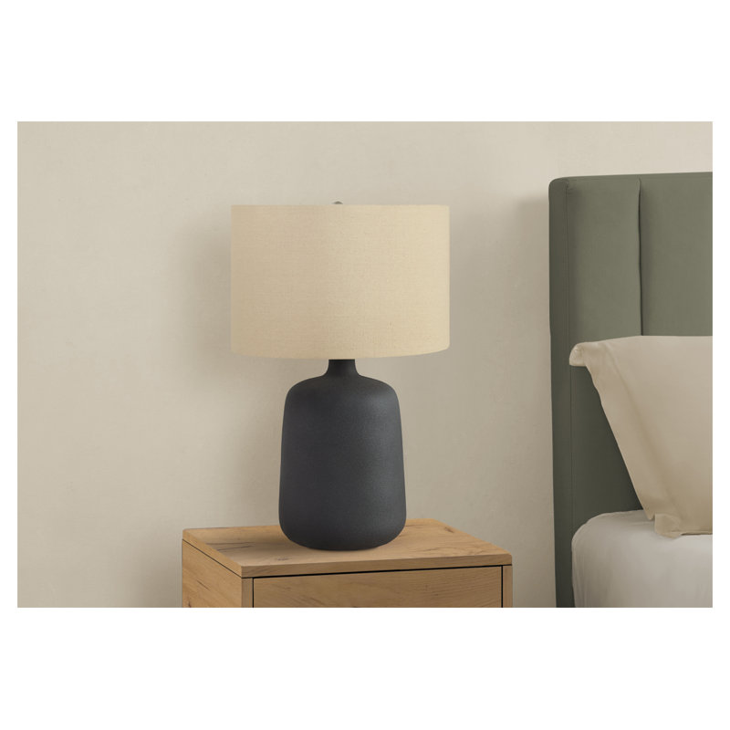 h table black ceramic beige shade 24" Ceramic 1-Piece Table Lamp Black