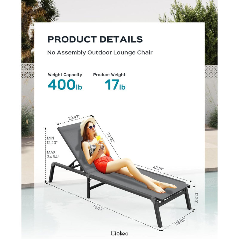Sueko Folding Beach Chair, Gray