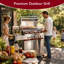 Barbecue au propane à 6 brûleurs avec brûleur infrarouge et brûleur latéral, barbecue en acier inoxydable d'extérieur SUS304 avec lumières DEL