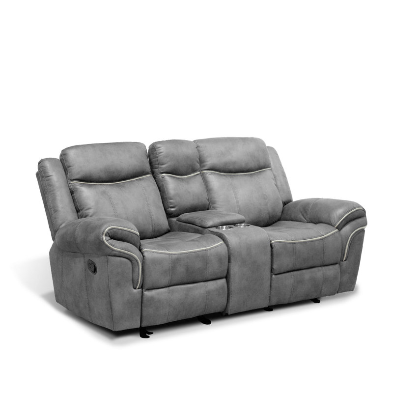 Caenas 79'' Upholstered Manual Glider Reclining Loveseat, Gray