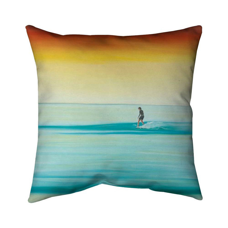 A surfer by dawn - 20"x20" Throw pillow - Poly twill - Print on demand, 20" x 20"