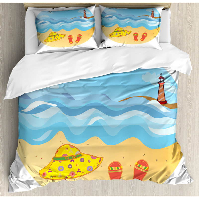 Coastal Polyester Duvet Cover, Queen Duvet Cover + 2 Pillow Shams