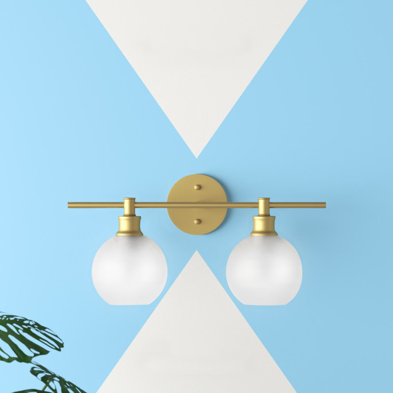 Éclairage pour meuble-lavabo en verre Drinkard, Laiton, Blanc givré, 2 Lights