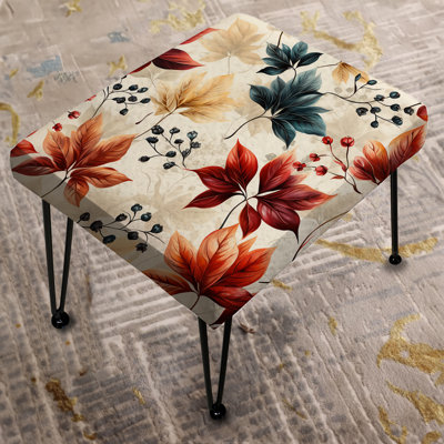 Red And Blue Autumn Flowers Garden - Vintage Rectangle Ottoman