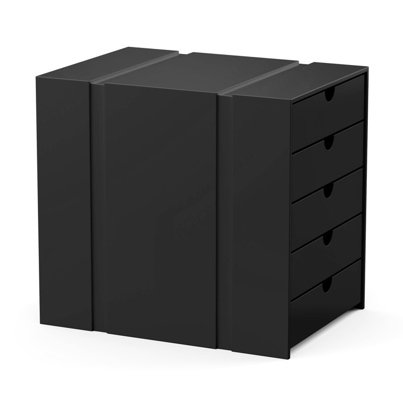 File Cabinet Shelf Organizing Box Settrays 5 Drawers Closed, Black