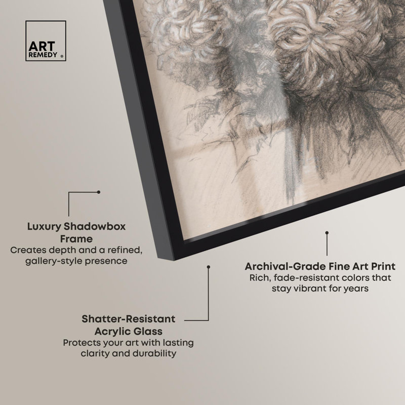 «Ghost Flowers Shadowbox Print» par Art Remedy, Noir, H 16 po x l 11 po