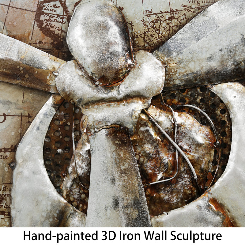 Retro Airplane Mixed Media Iron Wall Art on Canvas