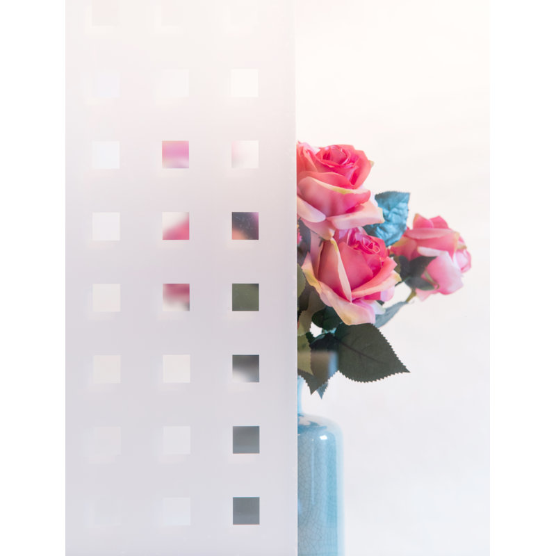 Film pour fenêtre d'intimité statique réutilisable en verre d'intimité, matriciel / Caree, rouleau de 26 po x 59 po